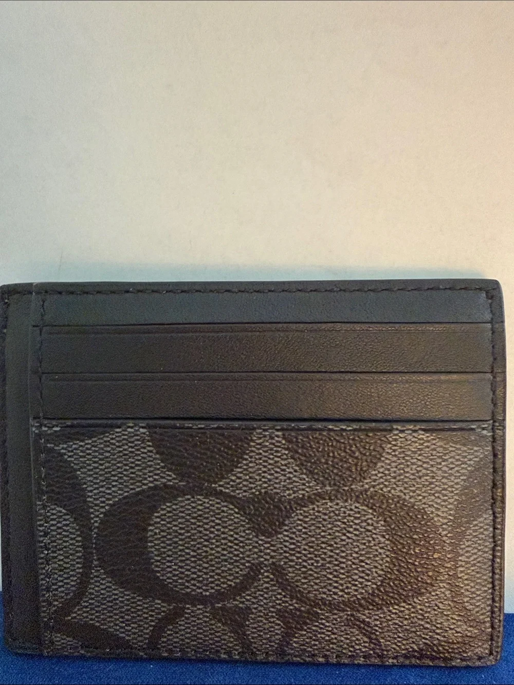 NWOT Coach Slim ID Card Holder Case Signature Charcoal/Black 4” L x 3” H Unisex